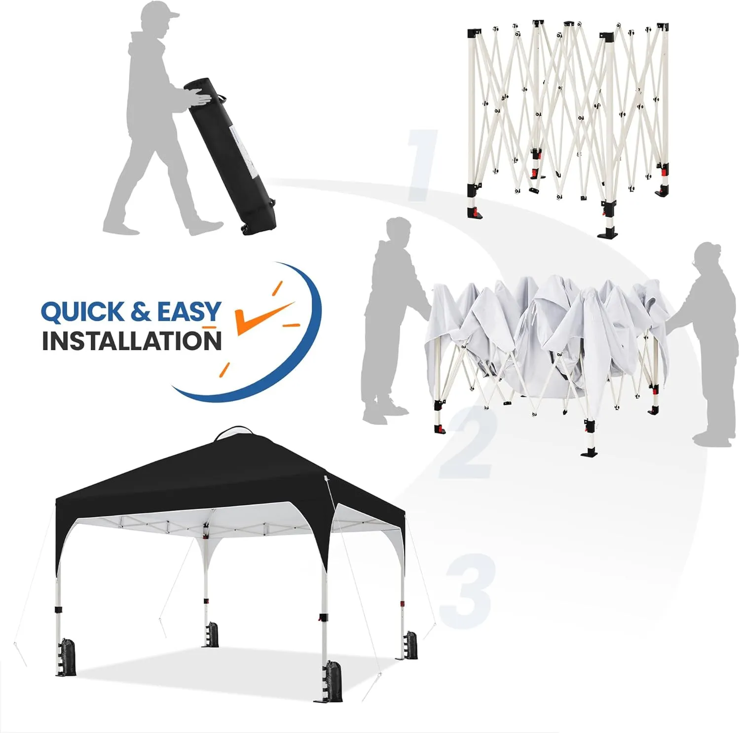 Yaheetech 12x12 Pop Up Canopy Tent with Vent, Easy Set Up Tent, Instant Sun Shelter Canopy with Wheeled Bag, 4 Sandbags, 12 Stakes & 4 Ropes, for Parties, Beach, Outdoor, Black