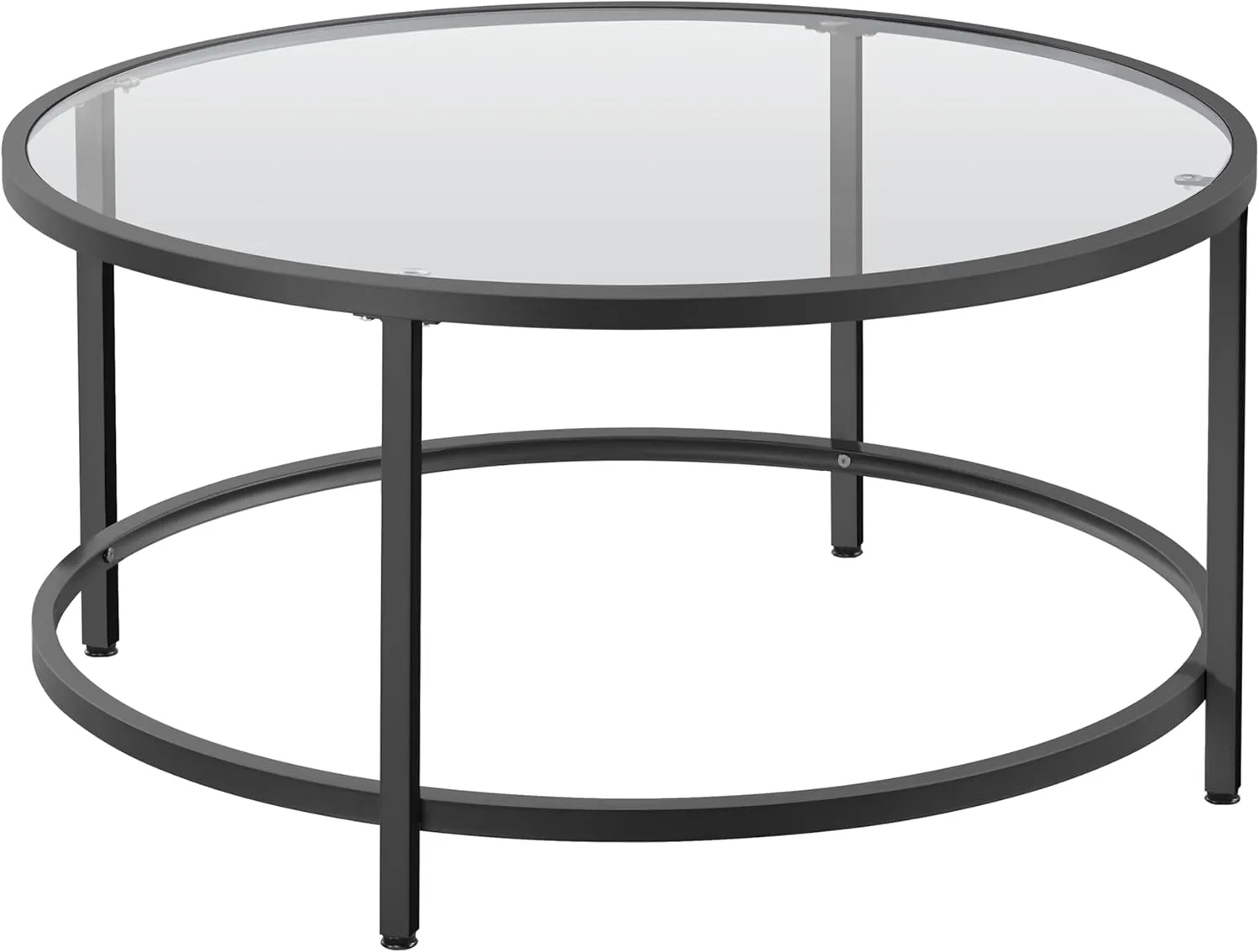 Yaheetech 36" Round Glass Coffee Table, Black Circle Coffee Table Center Table with Glass Top, Small Coffee Table for Living Room, Office & Apartment