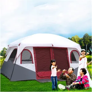 YCKEGEW Camping Tents & Shelters,2 Bedroom 8 Person Tent Family Dome Tent Waterproof Windproof,for Camping, Garden, Hiking,Festival Essential (Color : Red)