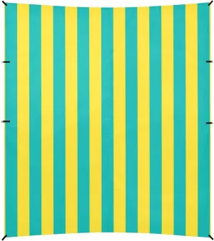 Yellow Blue Simple Stripe Foldable Beach Tent UPF50  Protection Water-Resistant Outdoor Sun Shade with Sandbags & Sand Shovel for Camping, Fishing, Backyard Fun