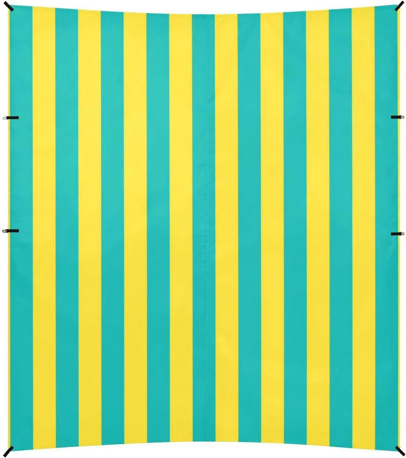 Yellow Blue Simple Stripe Foldable Beach Tent UPF50  Protection Water-Resistant Outdoor Sun Shade with Sandbags & Sand Shovel for Camping, Fishing, Backyard Fun