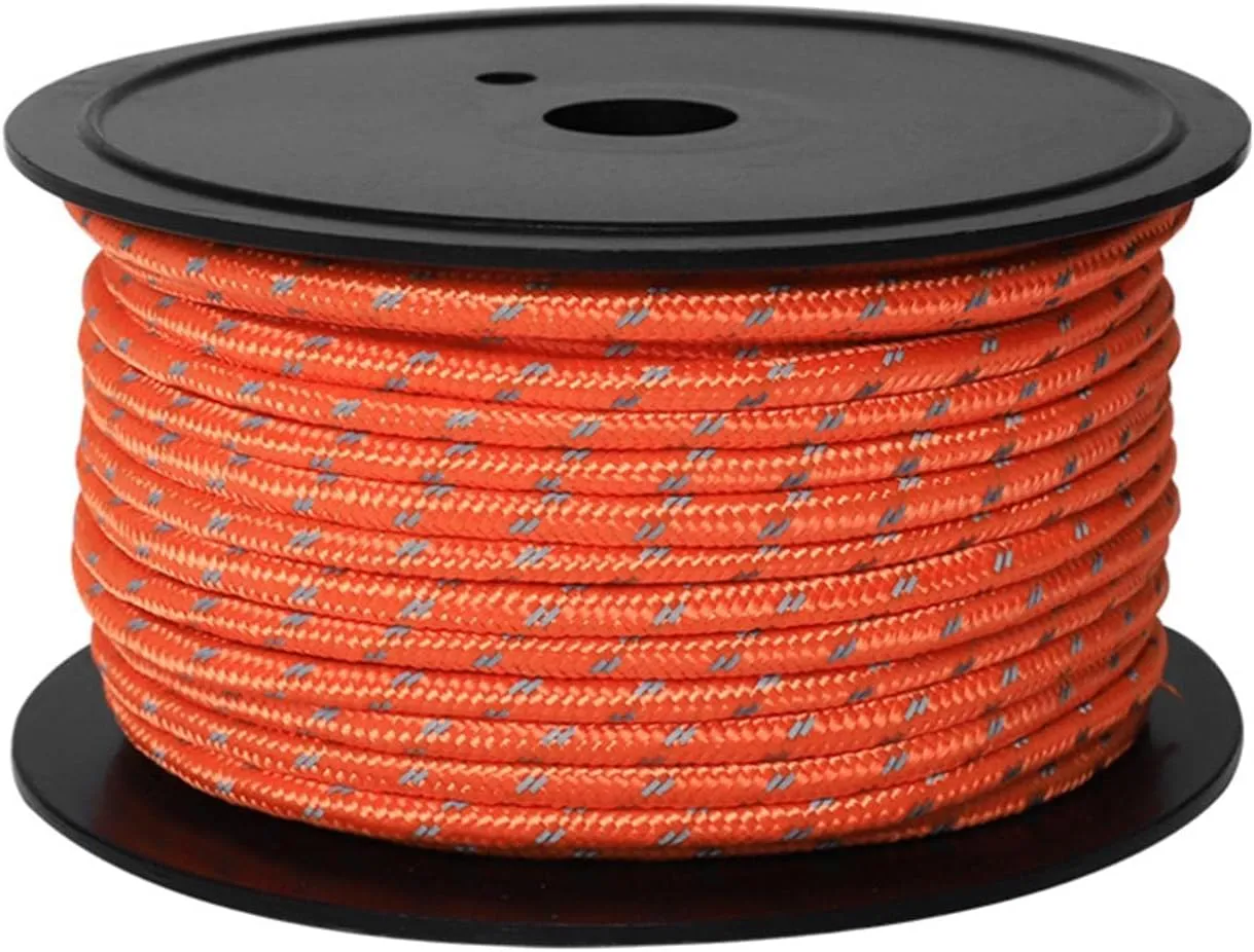YIJU 30M 6mm Tent Guy Lines, Nighttime Visibility Camping Rope for Outdoor Use, Orange