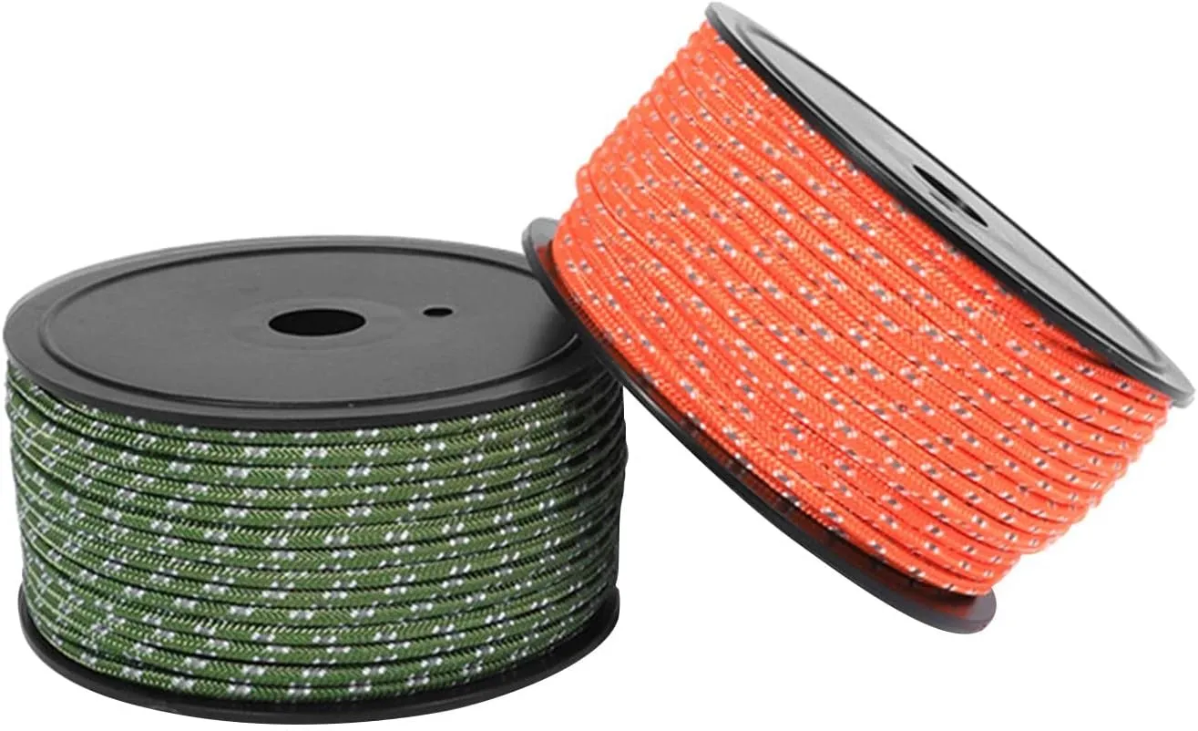 YIJU 30M 6mm Tent Guy Lines, Nighttime Visibility Camping Rope for Outdoor Use, Orange