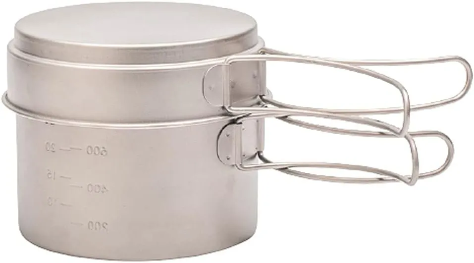 YYDS Outdoor Camping Camping Cookware Kit Lightweight Soup Pot Portable Frying Pan Pure Titanium Camping Cooker Set Outdoor Cookware Set Adventures Picnics (Size : 2100ml)