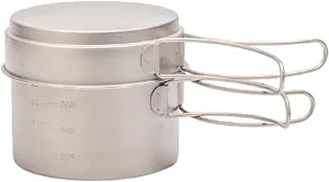YYDS Outdoor Camping Camping Cookware Kit Lightweight Soup Pot Portable Frying Pan Pure Titanium Camping Cooker Set Outdoor Cookware Set Adventures Picnics (Size : 2100ml)