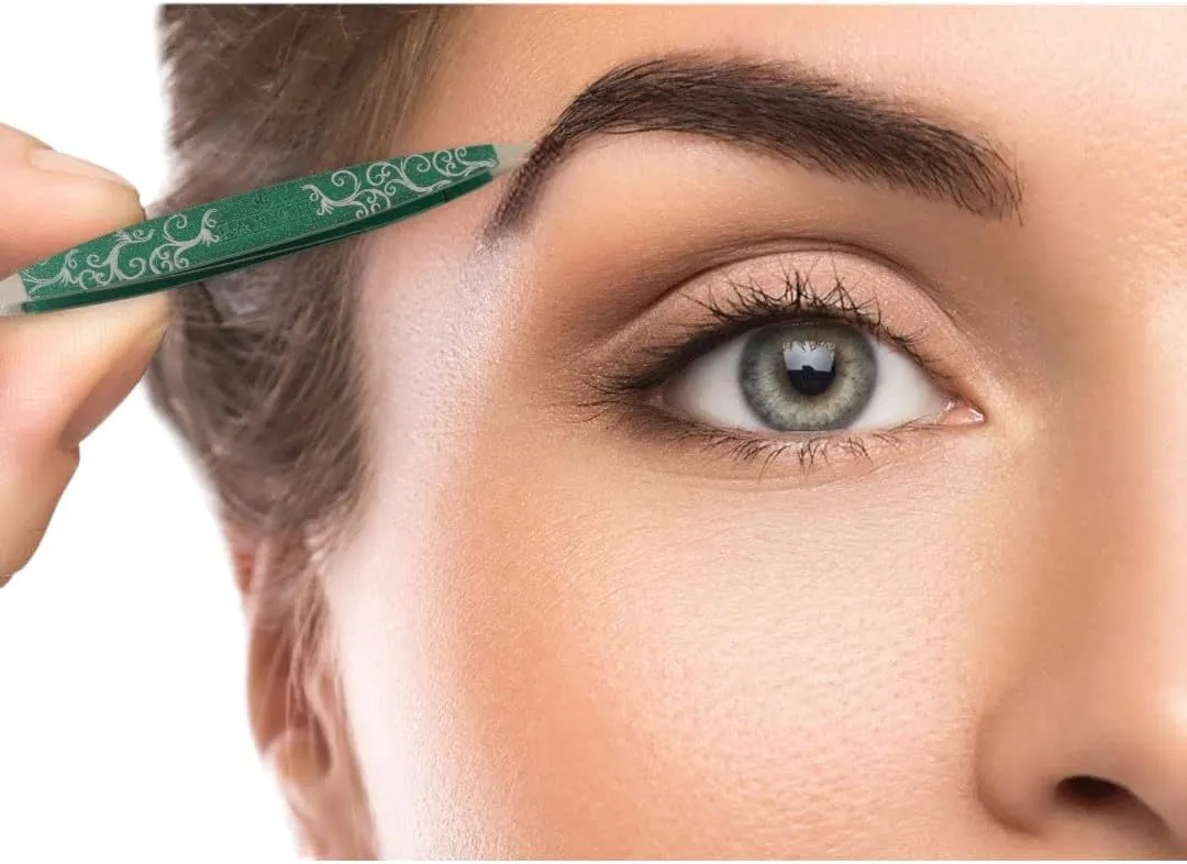 Z-Tweeze Professional Stainless Steel Dual Ended Precision Tweezers Slanted and Pointed Tips (Dresden Green)
