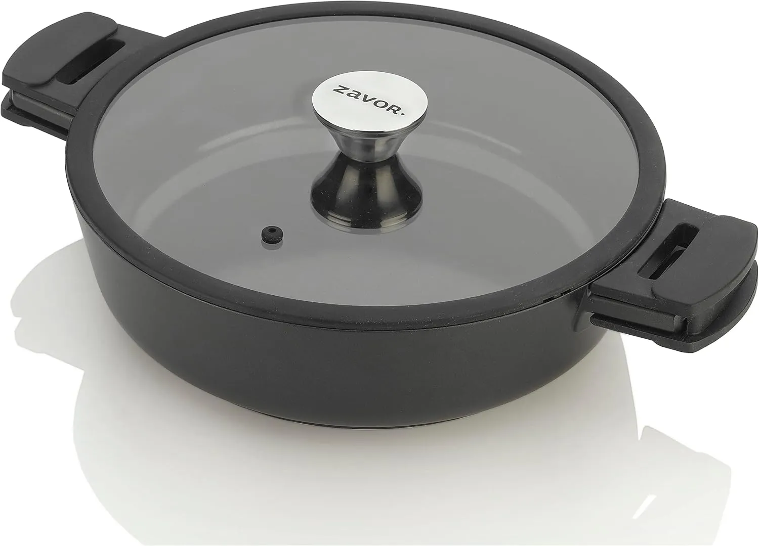 ZAVOR Noir 4.5 Qt Sauté Pan - Premium Cast Aluminum with Titanium-based Nonstick Ceramic Coating & Removable Handles - Ultra Lightweight - Oven & Induction Ready | Noir Collection