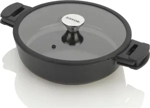 ZAVOR Noir 4.5 Qt Sauté Pan - Premium Cast Aluminum with Titanium-based Nonstick Ceramic Coating & Removable Handles - Ultra Lightweight - Oven & Induction Ready | Noir Collection