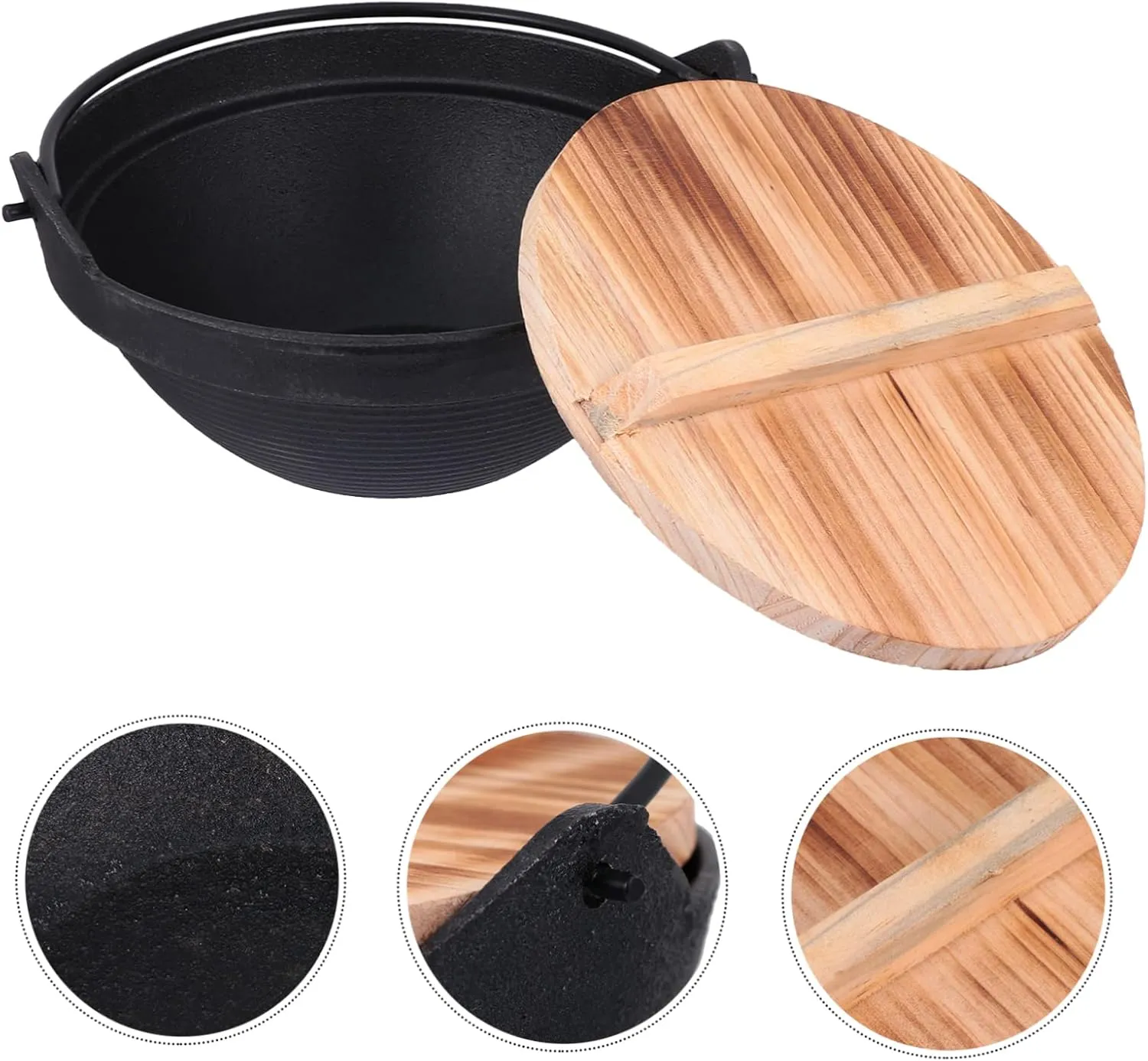 Zerodeko Camping Cookware Cast Iron Hot Pot for Outdoor Multifunctional Stockpot Non-stick Surface