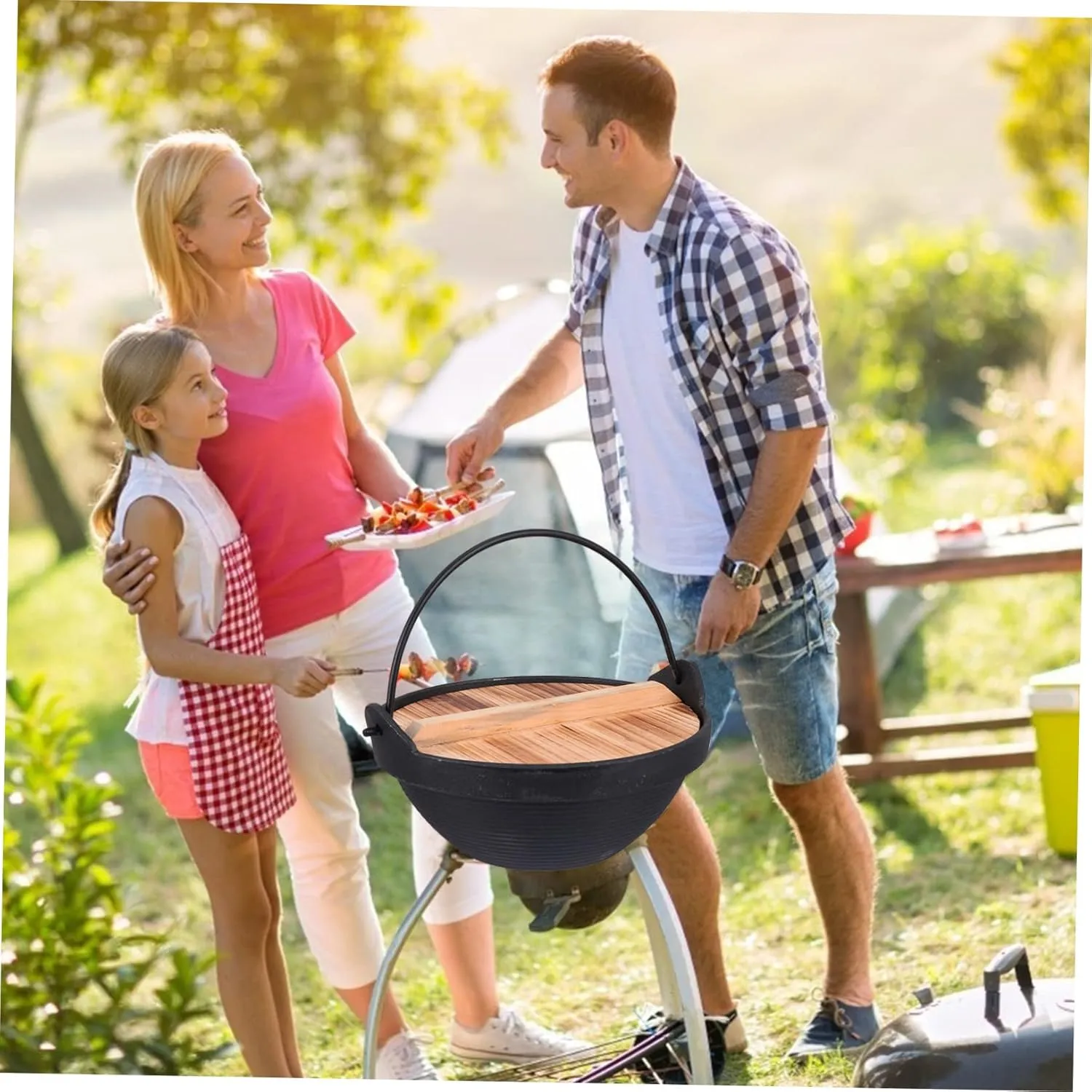 Zerodeko Camping Cookware Cast Iron Hot Pot for Outdoor Multifunctional Stockpot Non-stick Surface