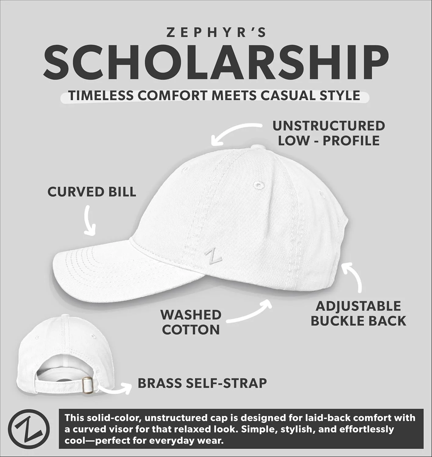 ZHATS NBA Officially Licensed Adjustable Hat Scholarship Icon White