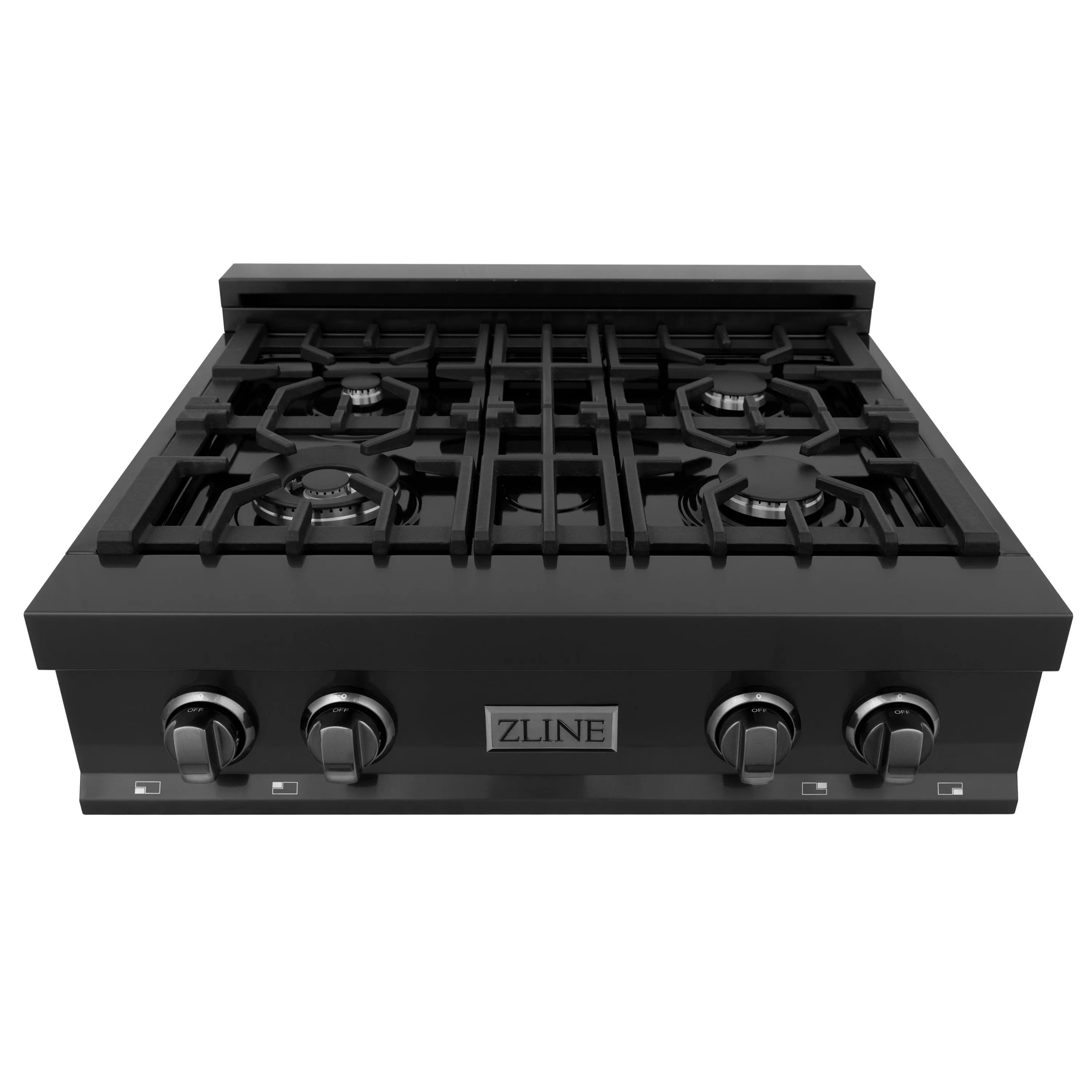 ZLINE Appliance Package - 30" Rangetop, Over The Range Convection Microwave With Traditional Handle In Black Stainless Steel, 2KP-RTBOTRH30