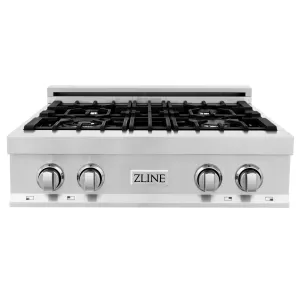 ZLINE Appliance Package - 30" Rangetop, Over The Range Convection Microwave With Traditional Handle In Stainless Steel, 2KP-RTOTRH30