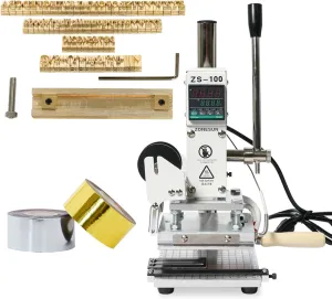 ZONEPACK ZS-100 10x13cm Digital Embossing Stamping Machine with Letter Mold (Machine with Time New Roman)